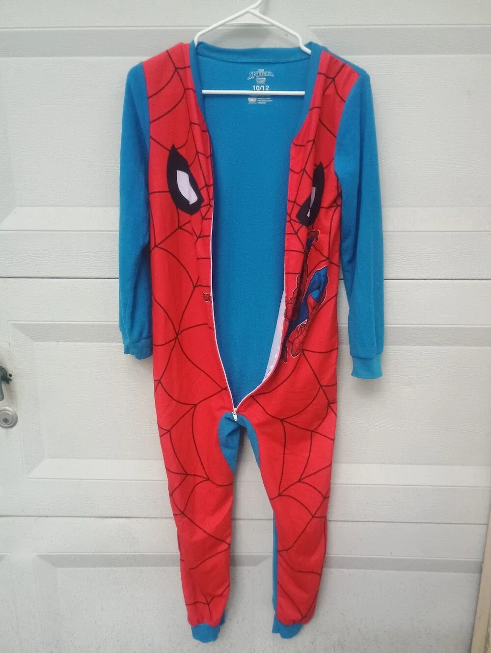 Marvel Spider-Man Big Face Graphic Fleece Red & Blue Kids One-Piece Onesie PJ